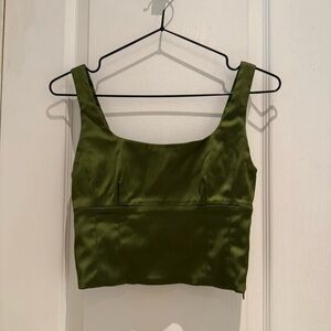 Aritzia Wilfred Green Shine Satin Bustier